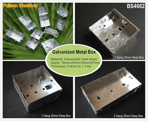 Single Gang Metal Electrical Junction Box 